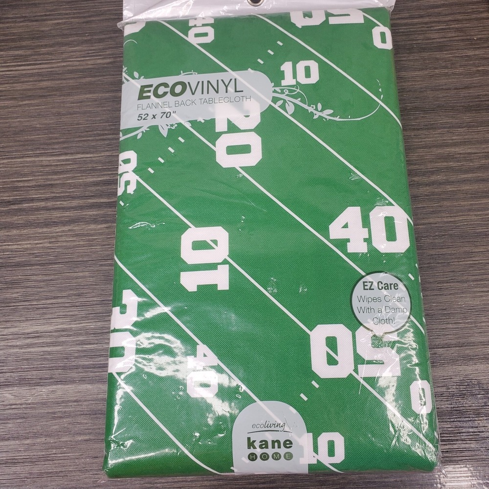 Football Field Tablecloth ECO Vinyl w/ Flannel Back 52" x 70" EZ Care Non-Toxic